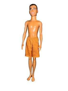 Male Fashion Doll with Orange Swim Shorts vintage